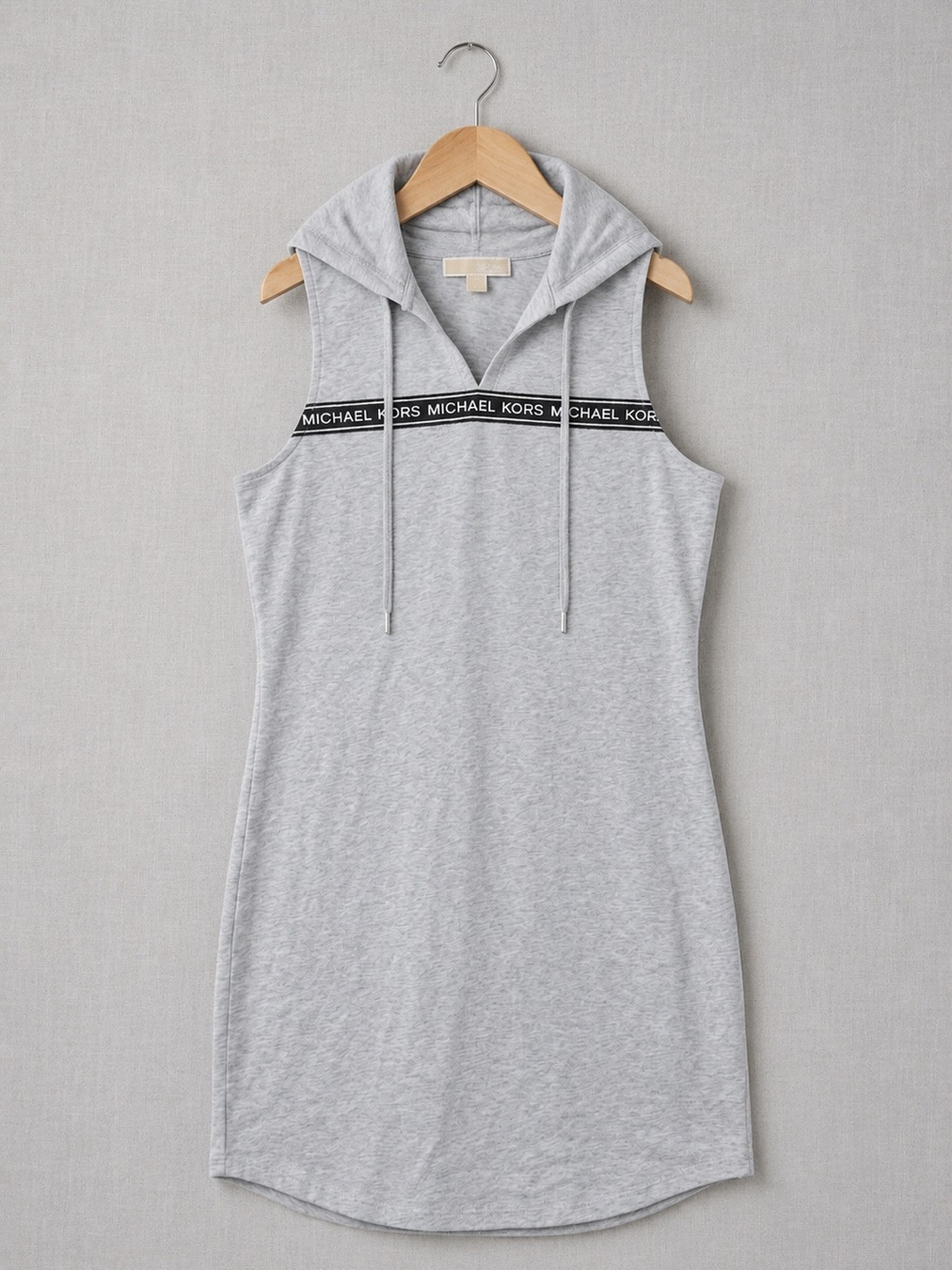 Michael Kors Light Gray Knit Top with Beige Logo Tag